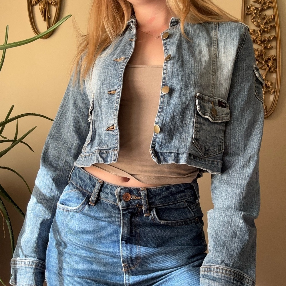 Angels Light Blue Cropped Jean Jacket - Picture 8 of 9